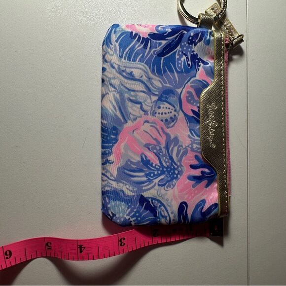Lilly Pulitzer Wallet Shade Seekers Zip ID Case Gold Tone Keychain Card Holder - Picture 5 of 6